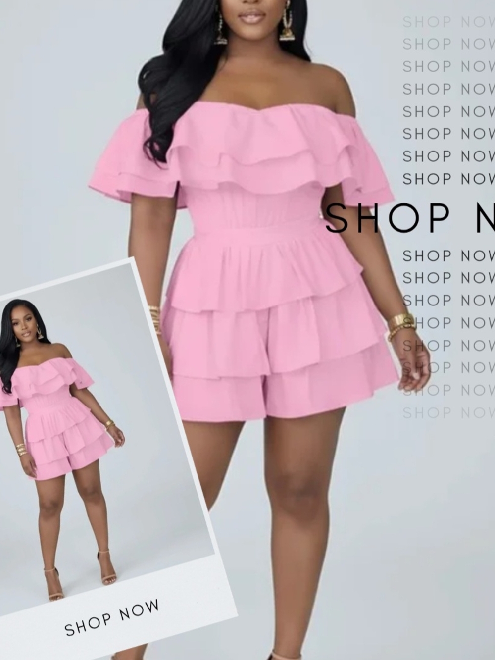 The Off-Shoulder Oasis Romper - PINK